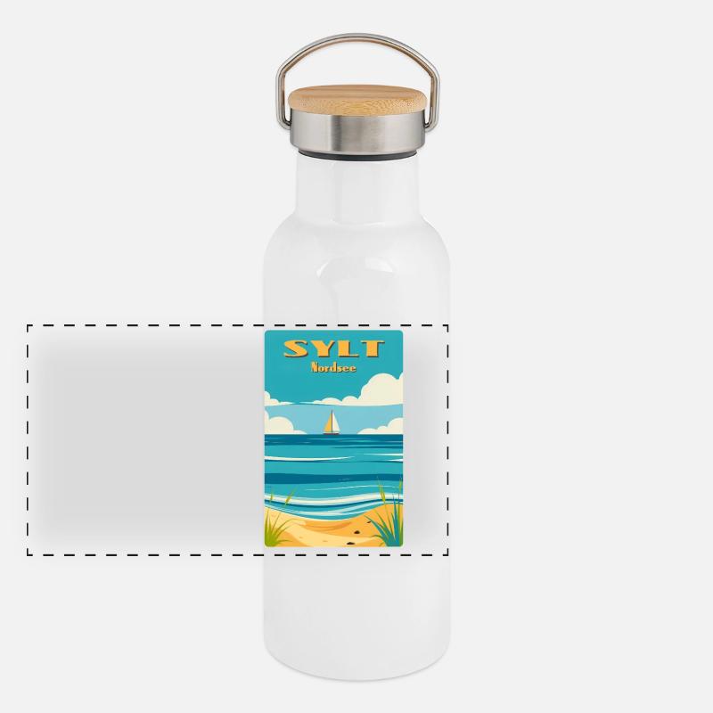 Sylt Mer du Nord Gourde isotherme avec bouchon en bambou
