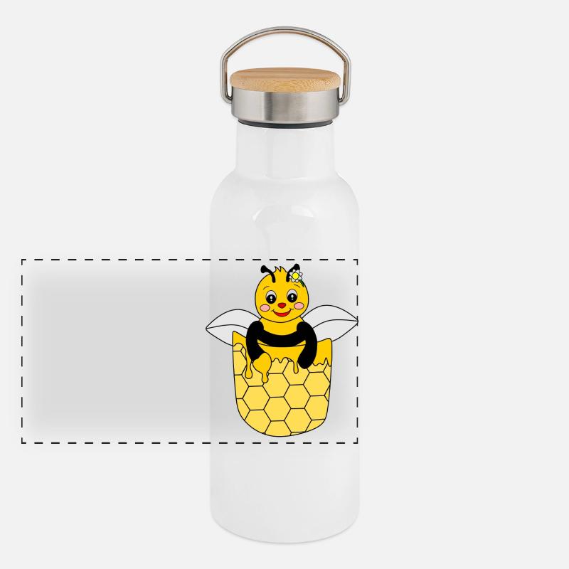 süße Biene in Brusttasche Panorama Thermosflasche mit Bambusdeckel