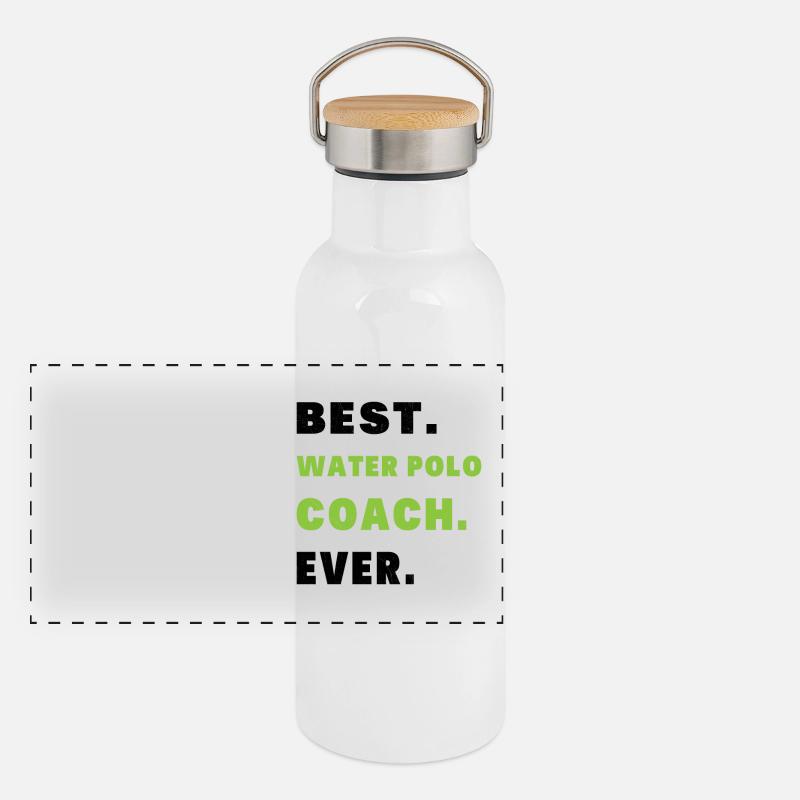 Bester Trainer Wasserball Humor Geschenk Coach Panorama Thermosflasche mit Bambusdeckel