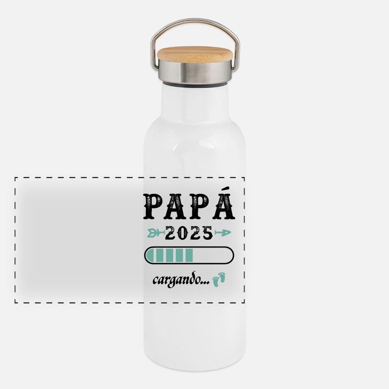 Papa 2025 Loading Geschenk Zukunft Vater Panorama Thermosflasche mit Bambusdeckel