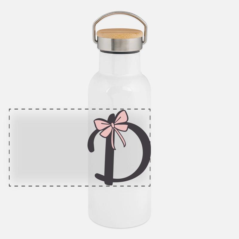 Ruban de la lettre initiale D Gourde isotherme avec bouchon en bambou