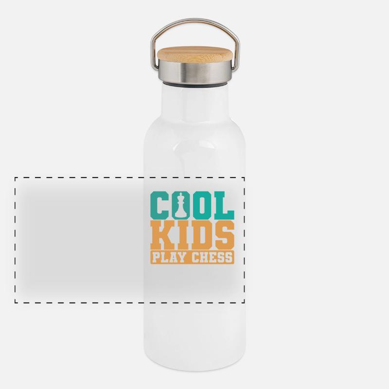 Schach Cool Kids Play Chess Panorama Thermosflasche mit Bambusdeckel