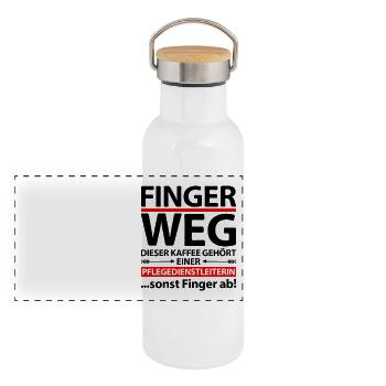 Pflegedienstleiterin PDL Abschiedsgeschenk - Panorama Thermosflasche mit Bambusdeckel - Weiß - Vorne