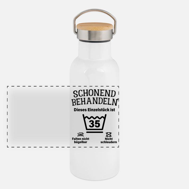 Schonend Behandeln 35. Geburtstag Einzelstück 35 Panorama Thermosflasche mit Bambusdeckel