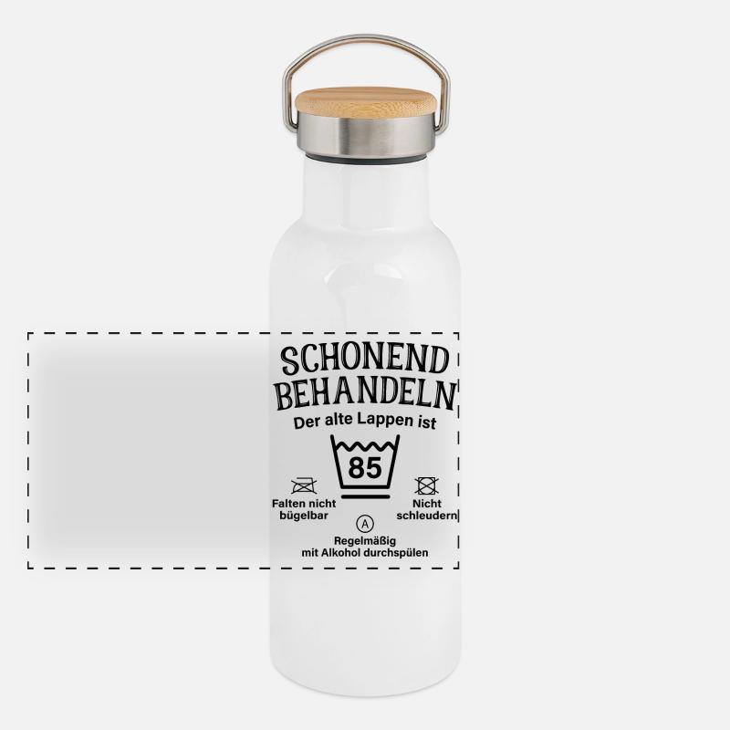 85. Geburtstag Schonend Behandeln Alte Lappen 85 Panorama Thermosflasche mit Bambusdeckel