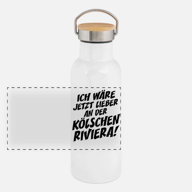 Kölsche Riviera Kölle Kölsch Kölner Karneval Köln Panorama Thermosflasche mit Bambusdeckel