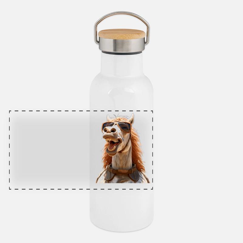 Cheval, Fille De Cheval, Cavalier, Poney, Écurie, Chevaux Gourde isotherme avec bouchon en bambou