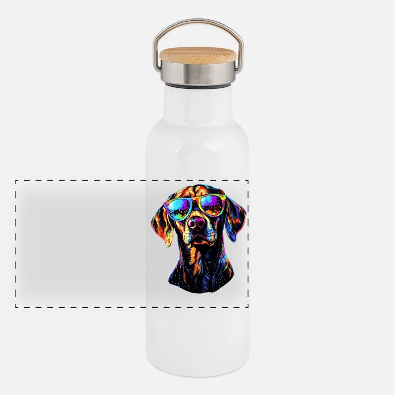 Labrador Retriever Hund Liebe Junge Süße Labradore Panorama Thermosflasche mit Bambusdeckel