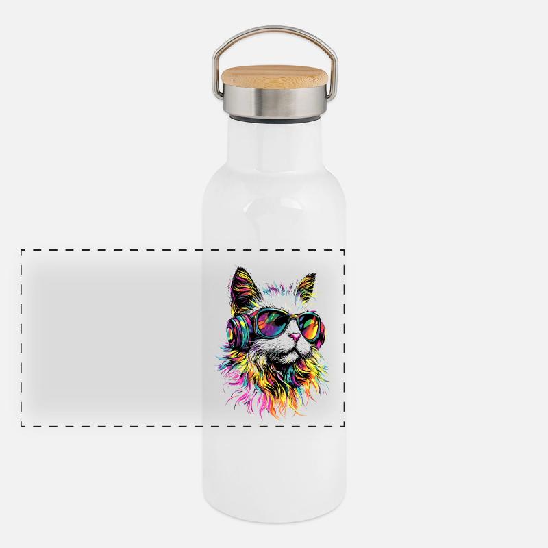 Chat Angora Blanc Chat Angora Chats Angora Mignons Gourde isotherme avec bouchon en bambou