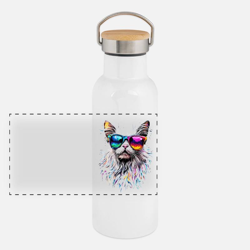 Chat Angora Blanc Chat Angora Chats Angora Mignons Gourde isotherme avec bouchon en bambou