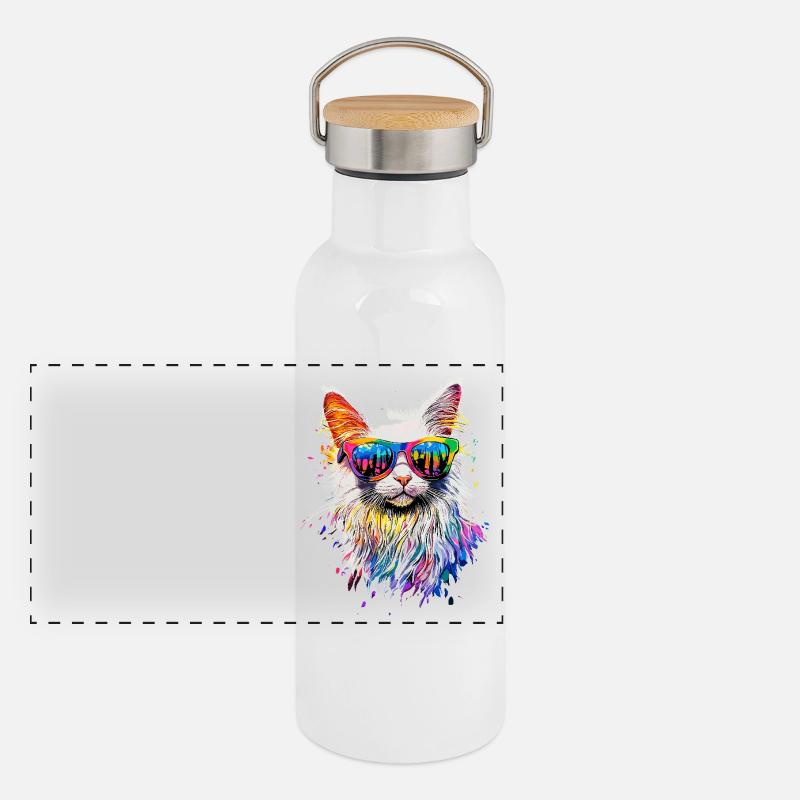 Chat Angora Blanc Chat Angora Chats Angora Mignons Gourde isotherme avec bouchon en bambou