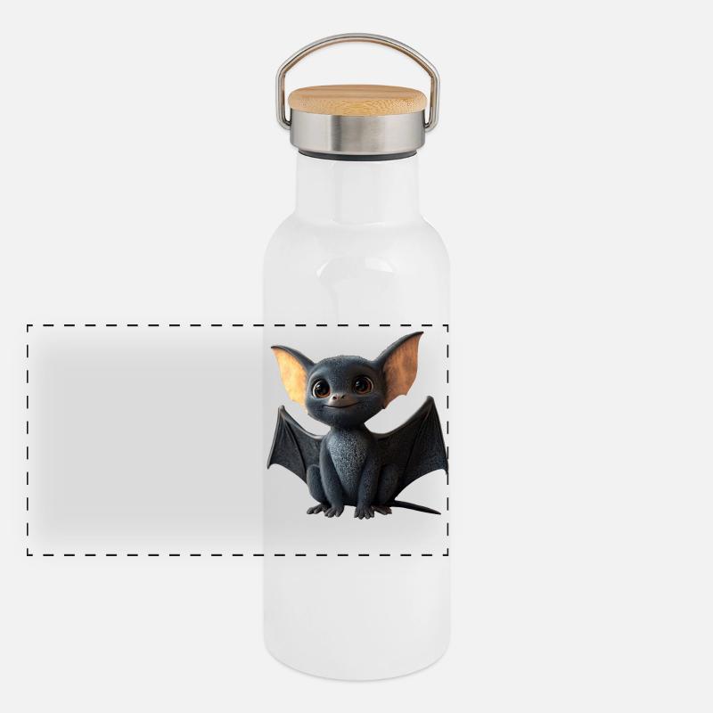 Bat Flying Fox Vampire Bat Cute Fledemice Panoramic Thermal Bottle with Bamboo Lid