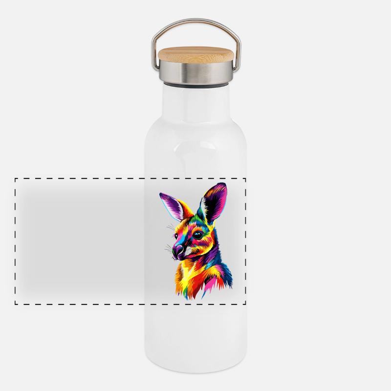 Wallaby Australia Outback Wild Sweet Kangaroo Panoramic Thermal Bottle with Bamboo Lid