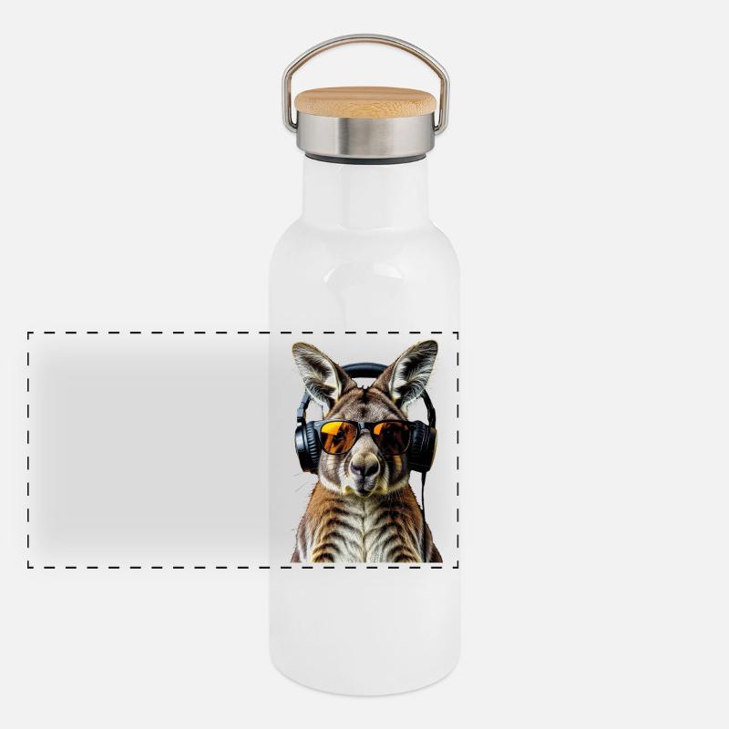 Wallaby Australien Outback Wildes Süßes Känguru Panorama Thermosflasche mit Bambusdeckel