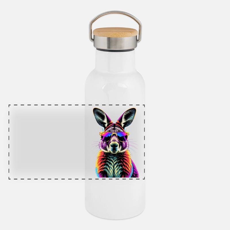 Wallaby Australia Outback Wild Sweet Kangaroo Panoramic Thermal Bottle with Bamboo Lid