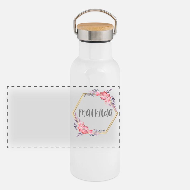Mathilda Girl Name Personalized Gift Panoramic Thermal Bottle with Bamboo Lid