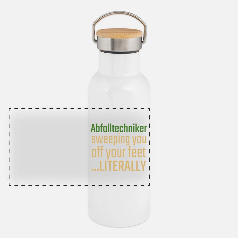 Abfalltechniker Valentinstag Sweeping you Panorama Thermosflasche mit Bambusdeckel