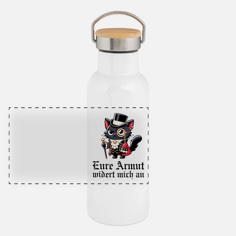 Eure Armut widert mich an – Snob-Katze Panorama Thermosflasche mit Bambusdeckel