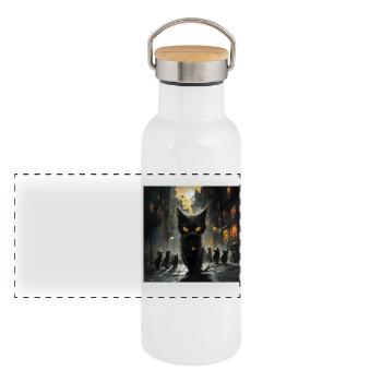 L' Ordre des félins - Gourde isotherme avec bouchon en bambou - blanc - Devant