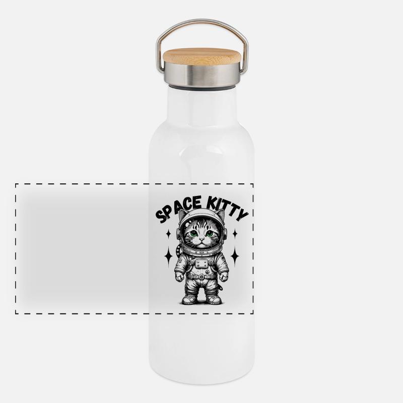 Cat Space Kitty Space Astronaut Carnaval Fun Gourde isotherme avec bouchon en bambou