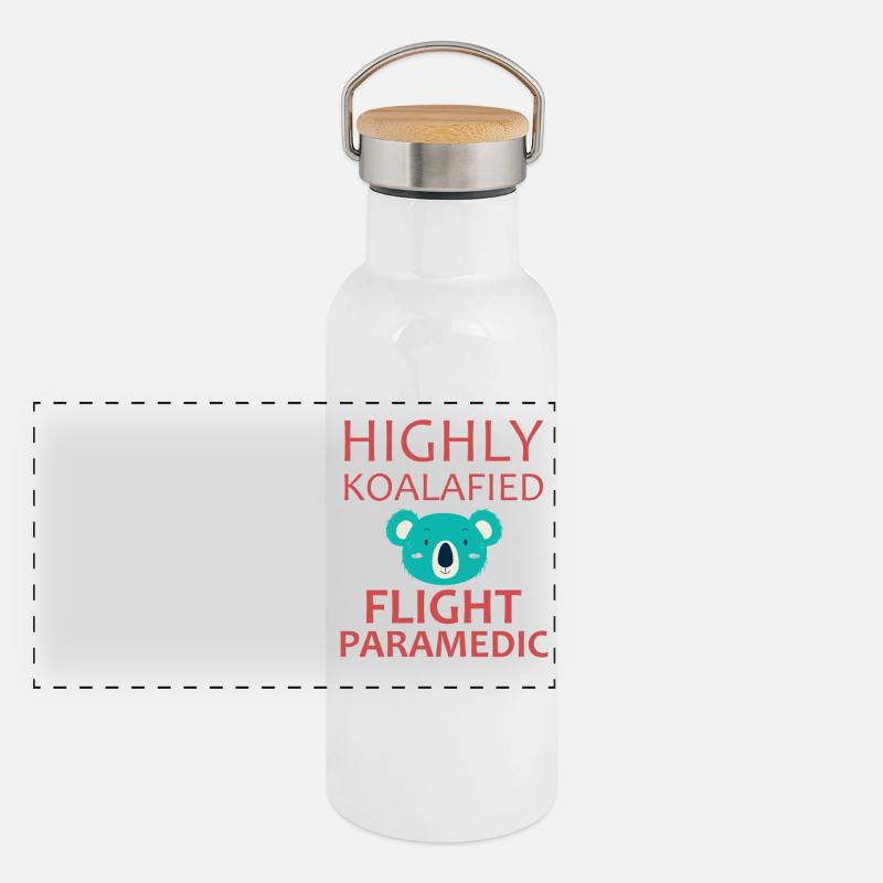 Flight Paramedic Koalafied Luftrettung Panorama Thermosflasche mit Bambusdeckel
