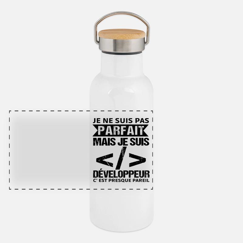 Humour Geek Cadeau Développeur Codeur Programmeur Gourde isotherme avec bouchon en bambou