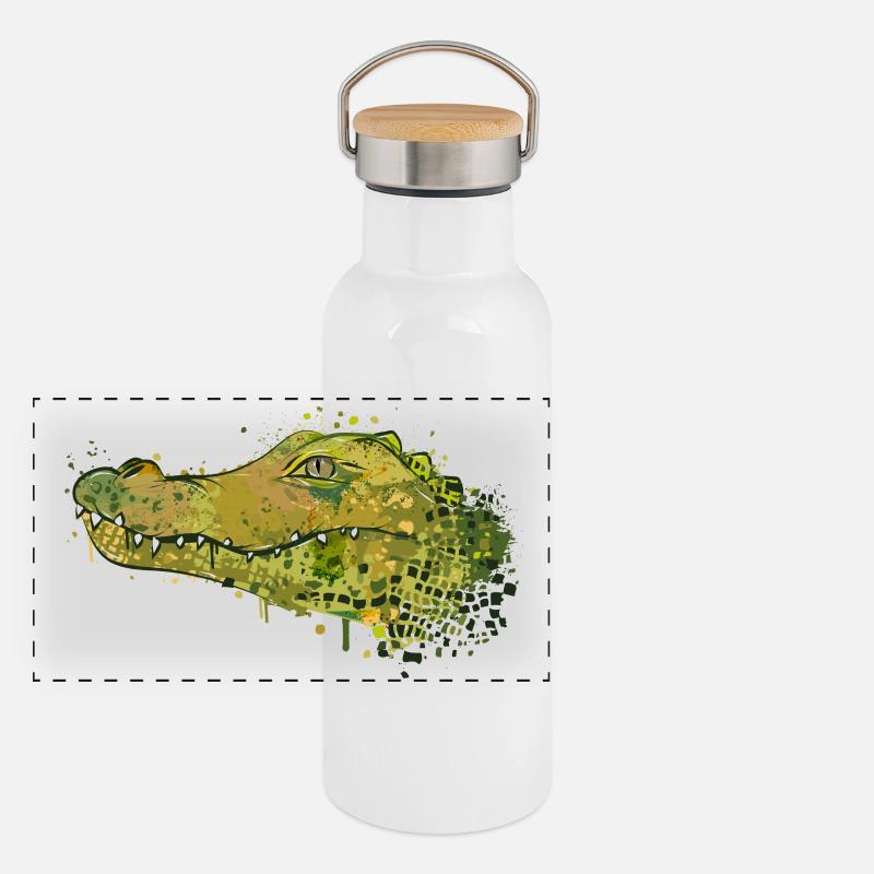 Crocodile Graffiti Panoramic Thermal Bottle with Bamboo Lid