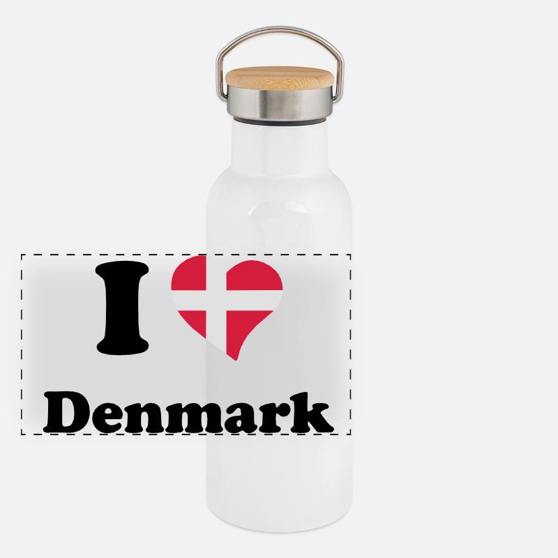 I love Denmark - J'aime le Danemark Gourde isotherme avec bouchon en bambou
