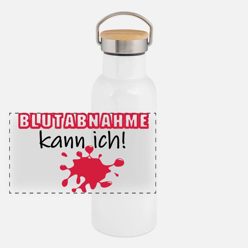 Blutabnahme Medizin Blut Beruf Geschenk Spruch Panorama Thermosflasche mit Bambusdeckel