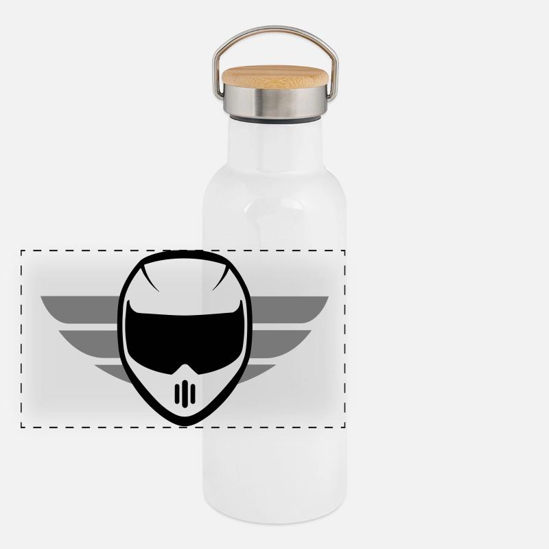 Sport motorcycle helmet with wings Panoramic Thermal Bottle with Bamboo Lid