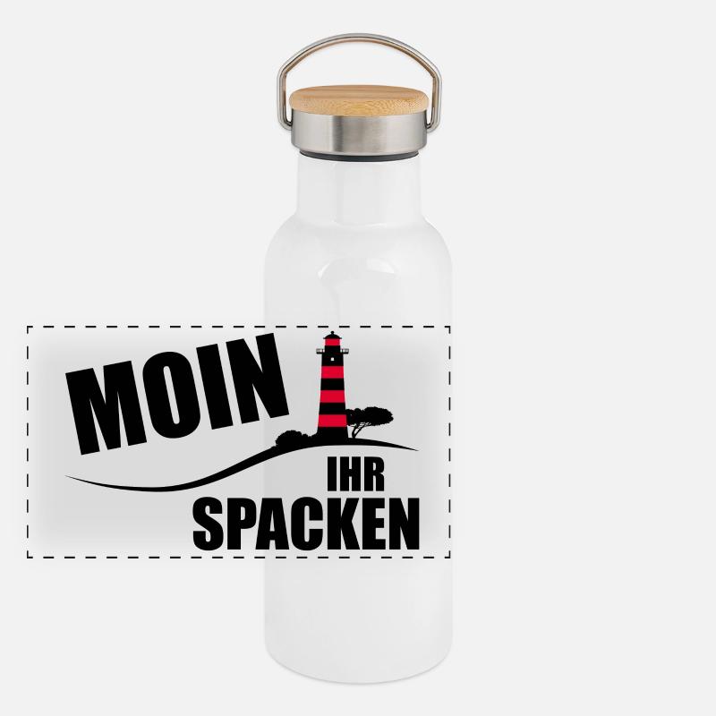 Moin ihr Spacken Panorama Thermosflasche mit Bambusdeckel