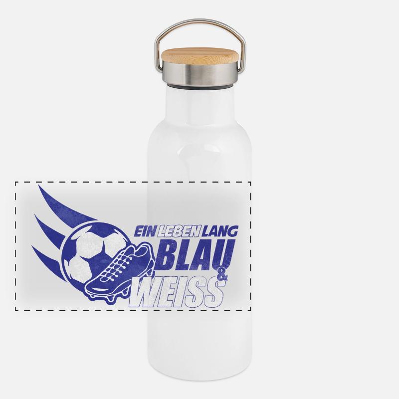 Blue & white a lifetime gift idea Panoramic Thermal Bottle with Bamboo Lid