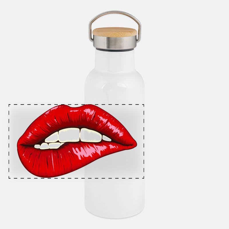 Des lèvres expressives avec de la brillance Gourde isotherme avec bouchon en bambou