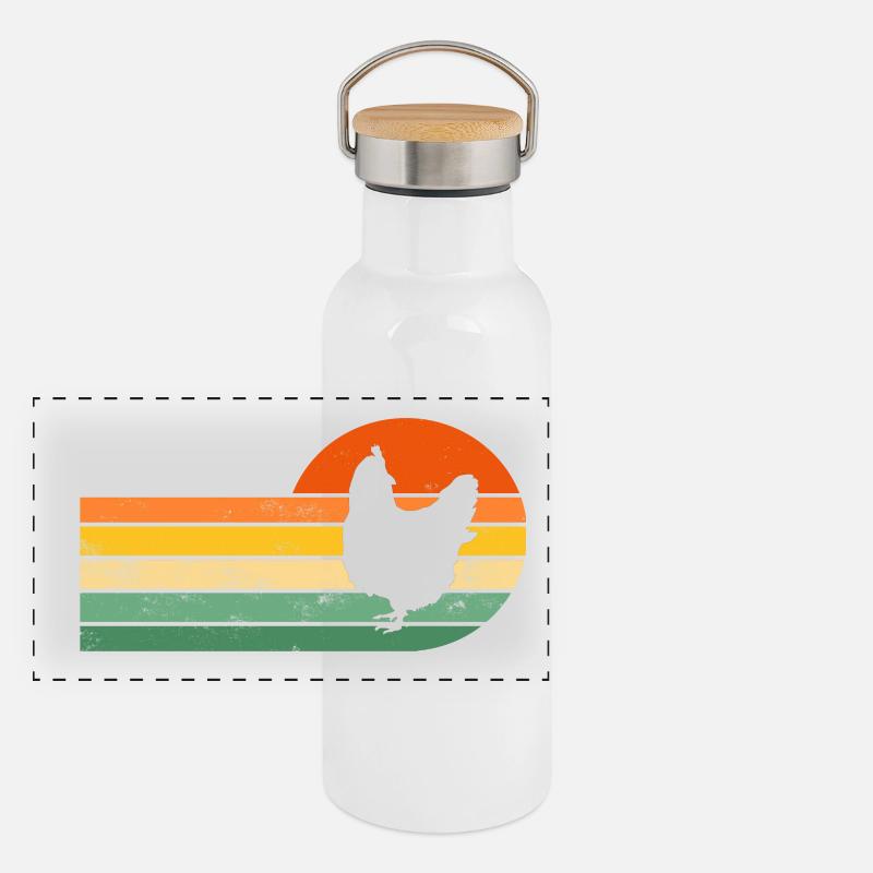 Chicken chickens Panoramic Thermal Bottle with Bamboo Lid