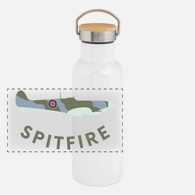 Spitfire fighter plane Panoramic Thermal Bottle with Bamboo Lid