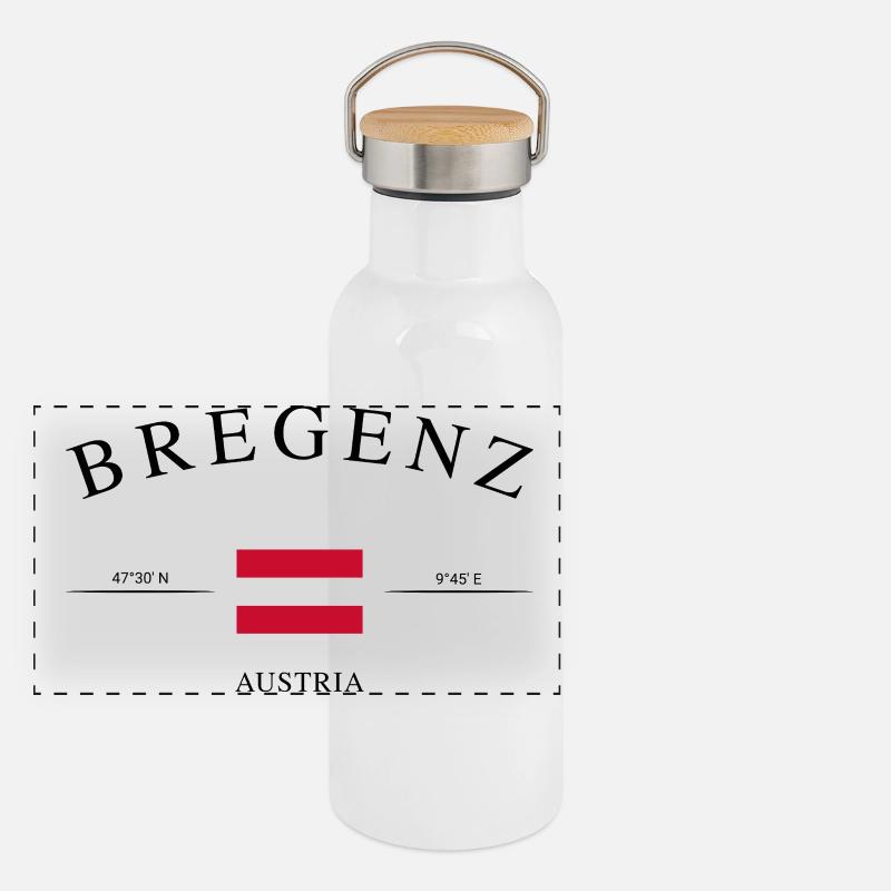 Bregenz Österreich – Urlaub Souvenir & Geschenk Panorama Thermosflasche mit Bambusdeckel