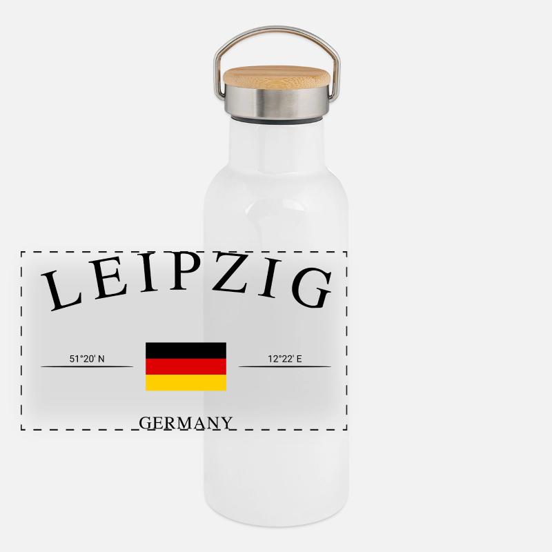 Leipzig Germany – Holiday Souvenir & Gift Panoramic Thermal Bottle with Bamboo Lid