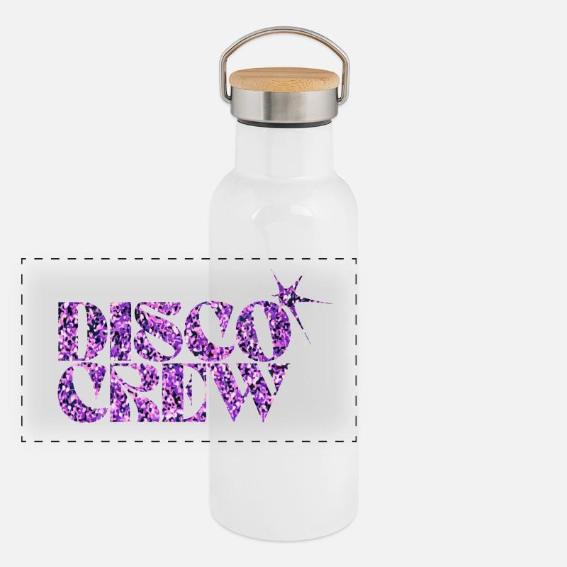 Disco Crew Purple Glitter Logo Panoramic Thermal Bottle with Bamboo Lid