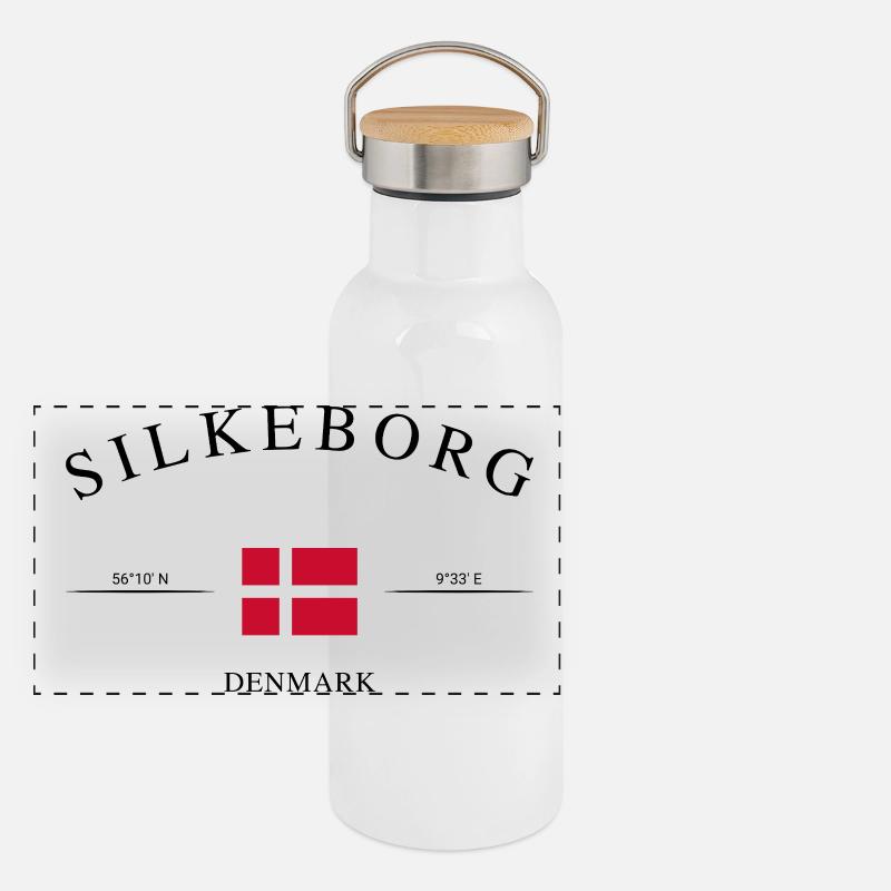 Silkeborg Denmark – Holiday Souvenir & Gift Panoramic Thermal Bottle with Bamboo Lid