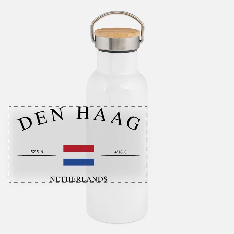 The Hague Netherlands – Holiday Souvenir & Gift Panoramic Thermal Bottle with Bamboo Lid