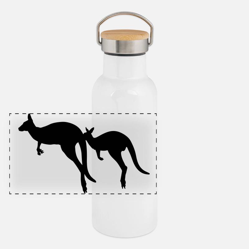 Känguru Panorama Thermosflasche mit Bambusdeckel