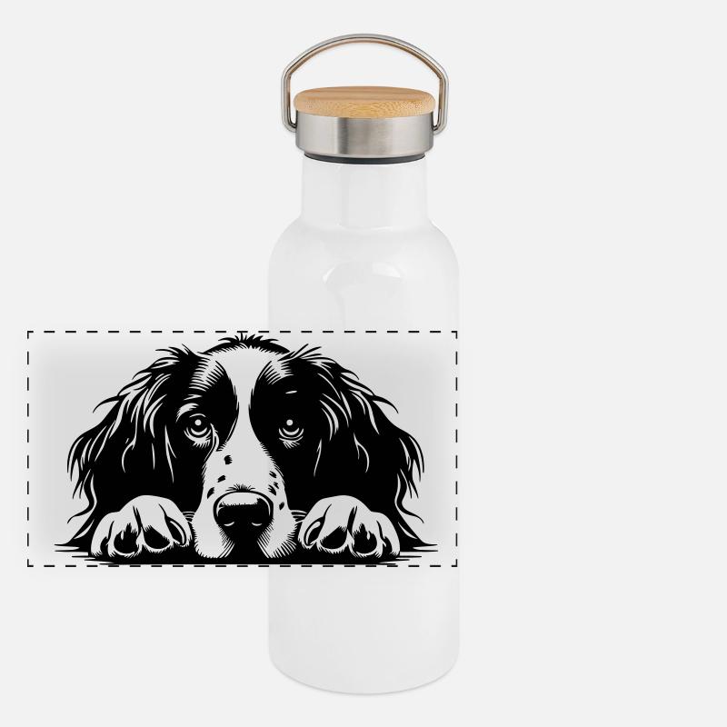 Epagneul Breton Head Panoramic Thermal Bottle with Bamboo Lid