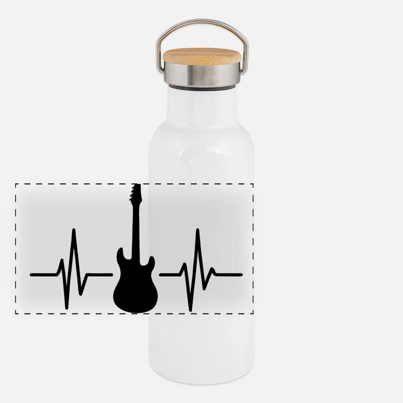 Gitarre Pulse Silhouette Panorama Thermosflasche mit Bambusdeckel