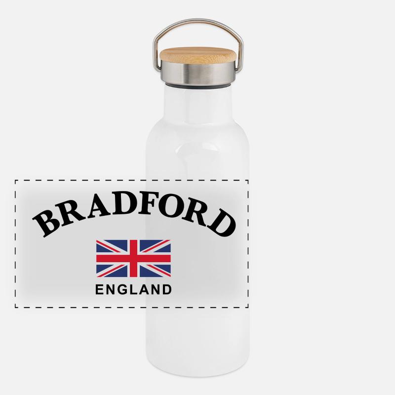Bradford, England Panorama Thermosflasche mit Bambusdeckel