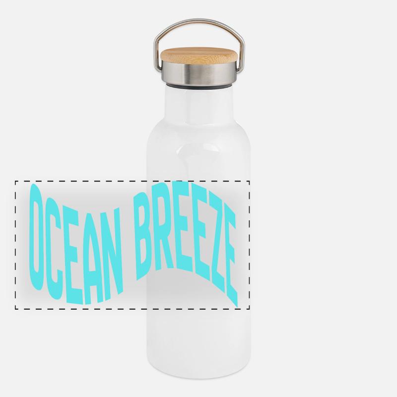 Typographie courbe de la brise océanique Gourde isotherme avec bouchon en bambou