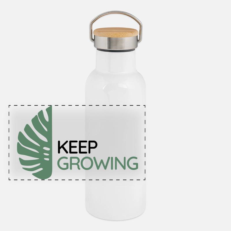 Monstera – Weiter wachsen Panorama Thermosflasche mit Bambusdeckel