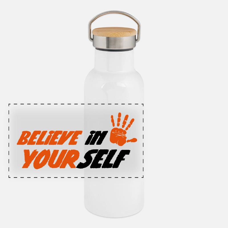 Glaub an dich Panorama Thermosflasche mit Bambusdeckel