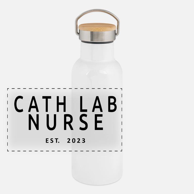 Cath Lab Nurse Est. 2023 Graduated Nursing Student Panoramic Thermal Bottle with Bamboo Lid