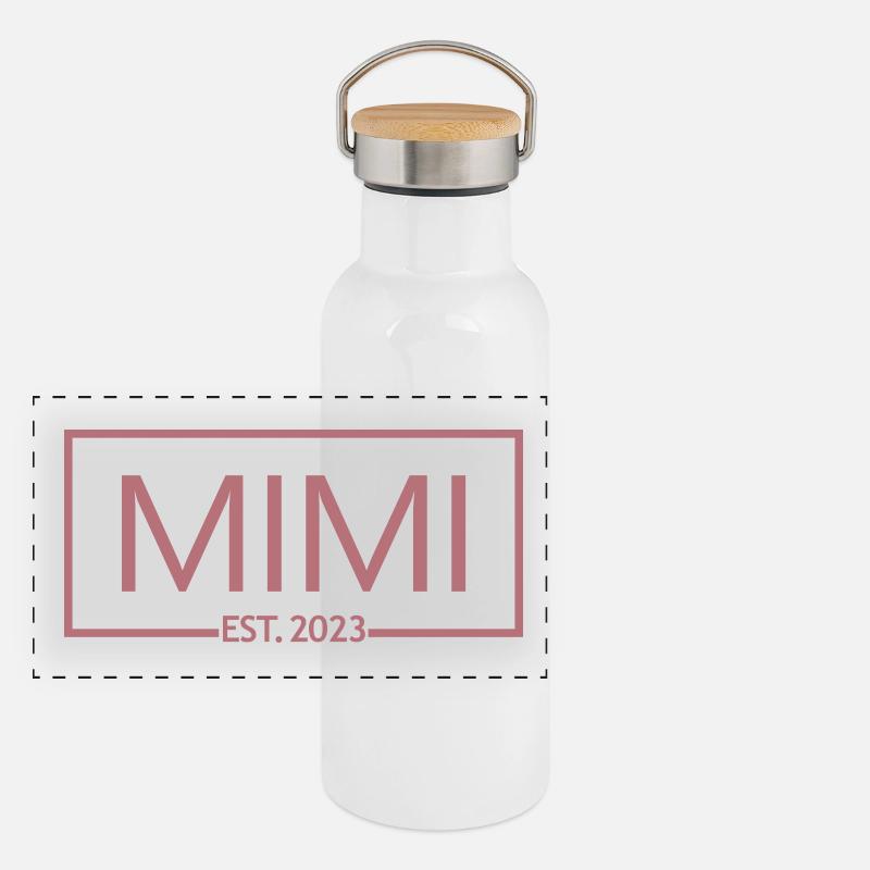 Mimi Est. 2023, Oma zu werden, Schwangerschaft enthüllen Panorama Thermosflasche mit Bambusdeckel