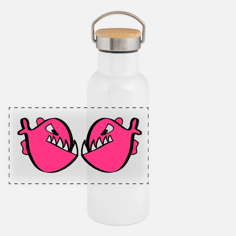 Red piranhas Panoramic Thermal Bottle with Bamboo Lid